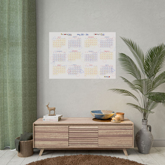 Calendar Wall Poster, Colorful Planner, Bright Wall Art, Home Organization, Ideal Gift for Students, Educators, and Busy Families