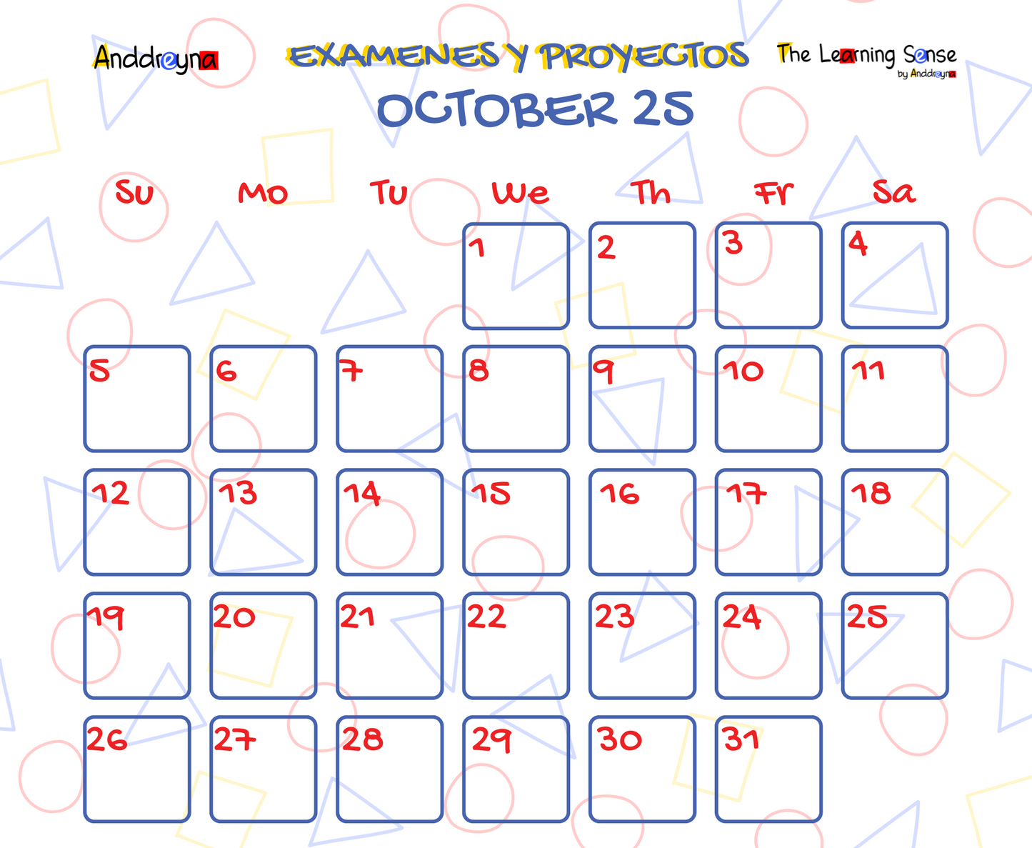 Exámenes y Proyectos - Mensual 2025 2026